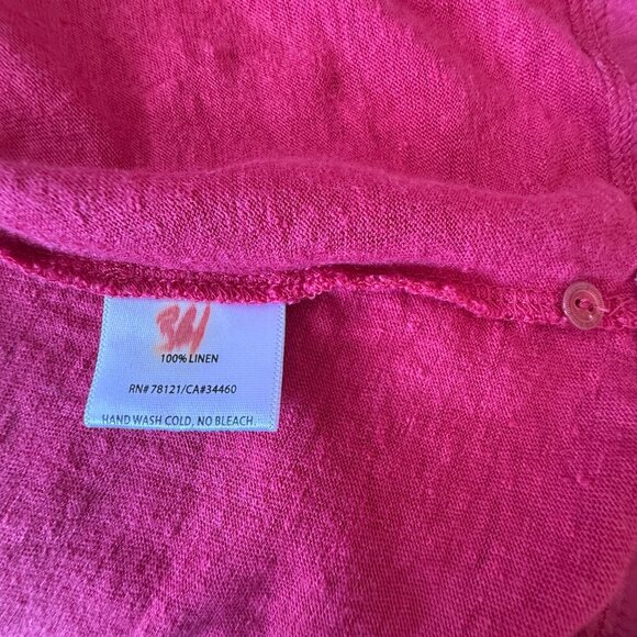 Women's L Eileen Fisher Organic Linen Jersey Long Fuchsia Racer Back Tank - Picture 6 of 7